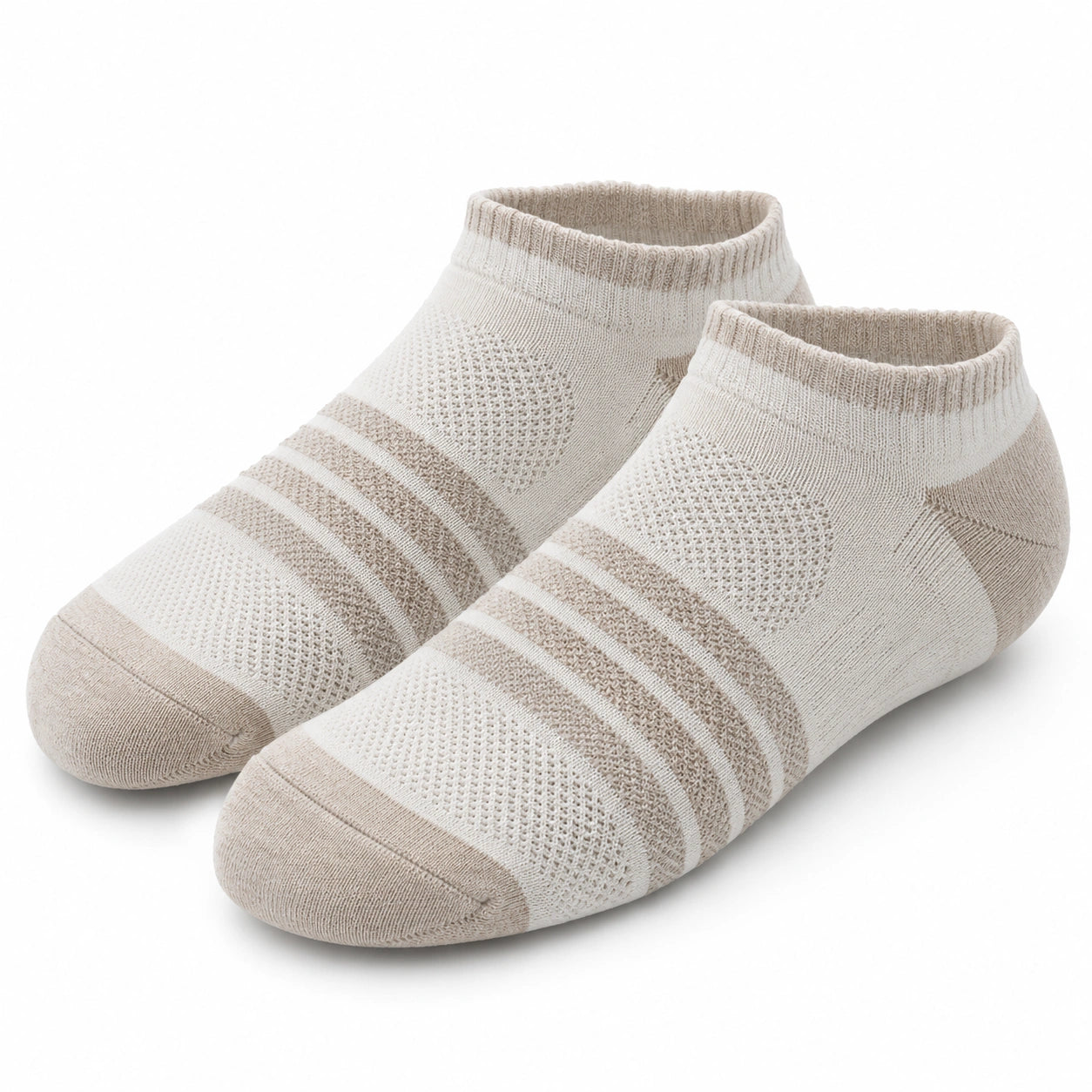 Calcetines tobilleros talla 43-46 de tejido beige y blanco transpirables