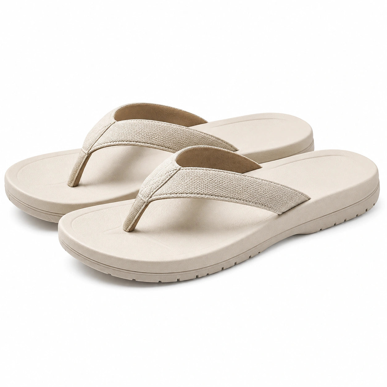 Chanclas de dedo talla 40/41 en material sintético beige con suela acolchada