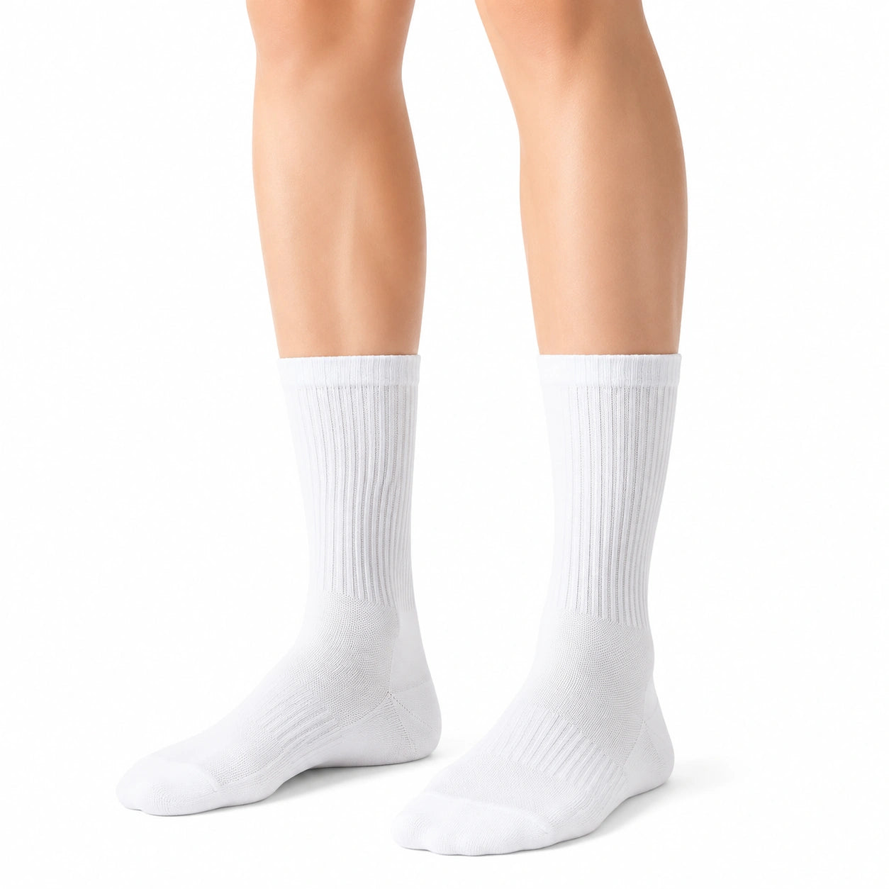 Calcetines deportivos 35-38 de punto blancos acanalados de caña media