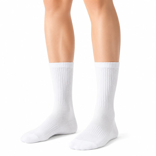 Calcetines deportivos 35-38 de punto blancos acanalados de caña media