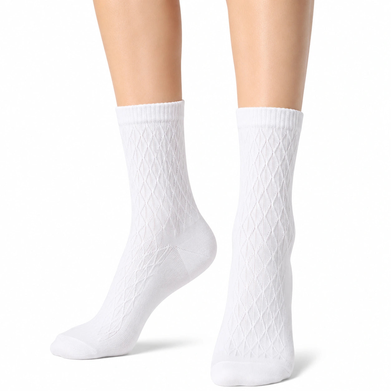 Calcetines de media caña 39-42 blancos de punto calado para uso diario