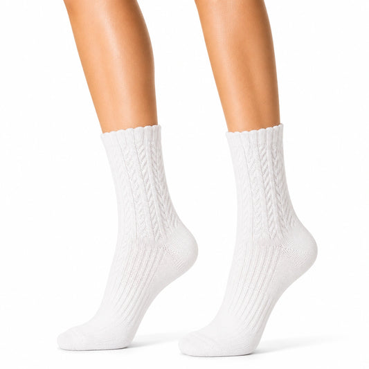 Calcetines de media caña talla 39-42 blancos de punto trenzado