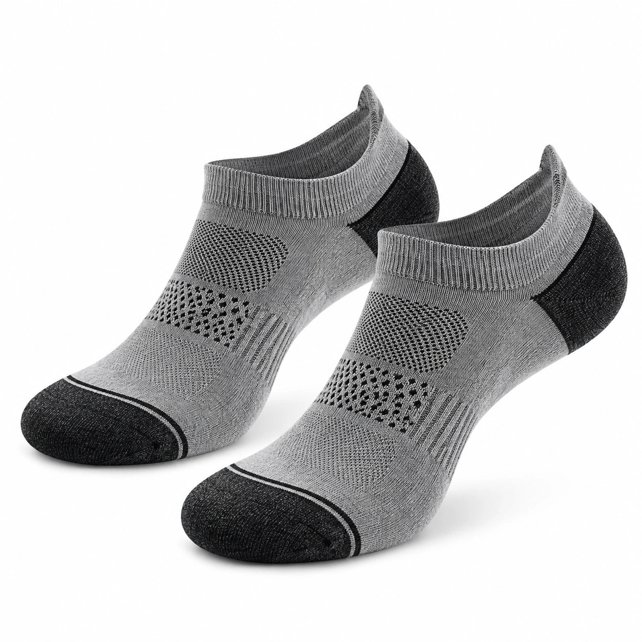 Calcetines tobilleros 35-38 de punto gris y negro transpirables para deporte
