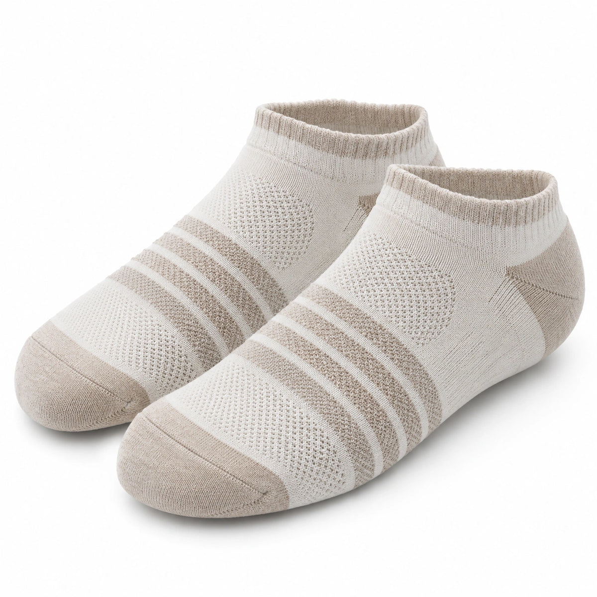 Calcetines tobilleros talla 43-46 de tejido beige y blanco transpirables