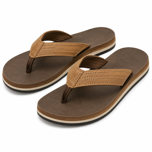 Chanclas talla 38/39 de material sintético marrón para uso casual con suela antideslizante