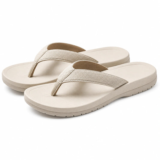 Chanclas de dedo talla 40/41 en material sintético beige con suela acolchada