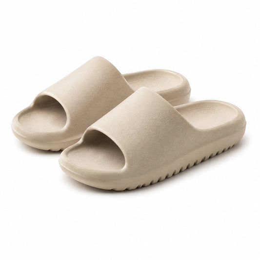 Chanclas 36/37 de espuma EVA color crema - diseño abierto con suela antideslizante