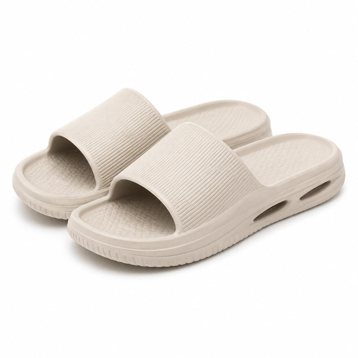 Chanclas de baño talla 38/39 de espuma sintética beige claro con pala texturizada