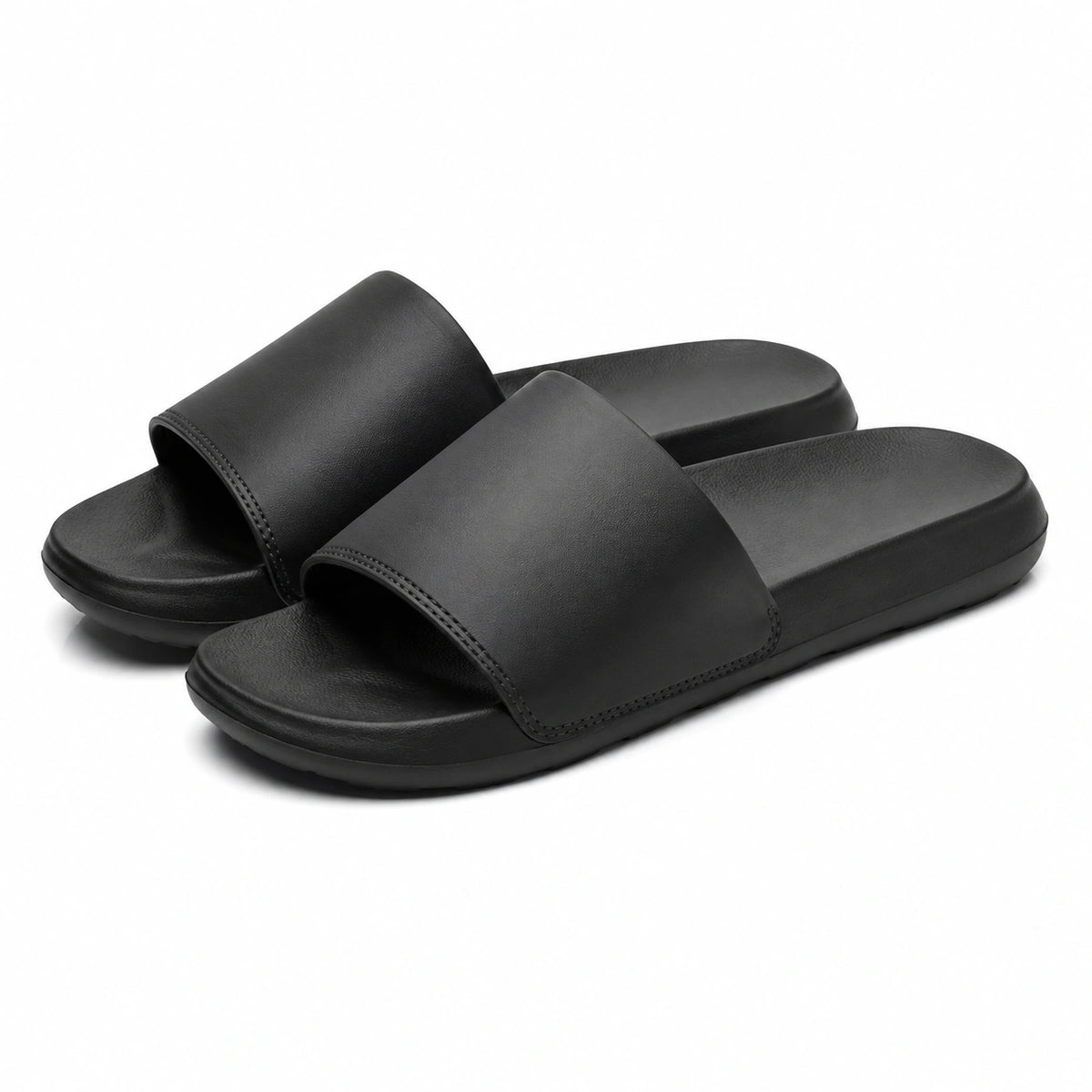 Chanclas 36/37 negras de material sintético con tira ancha para uso diario