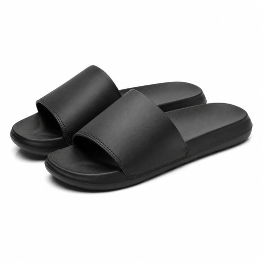 Chanclas 36/37 negras de material sintético con tira ancha para uso diario