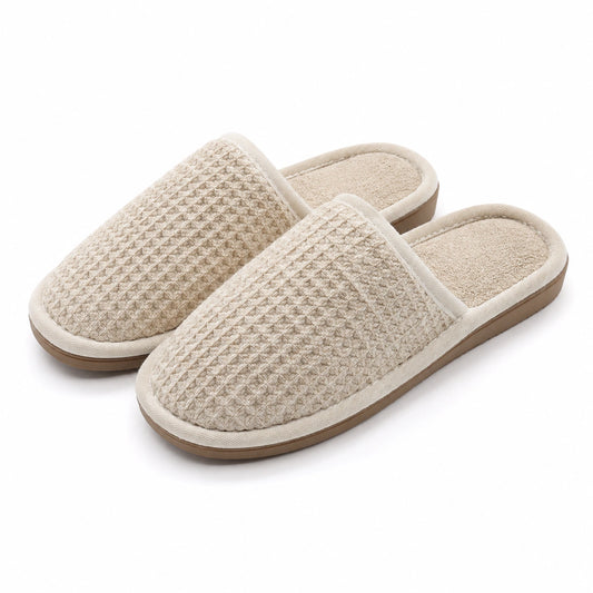 Zapatillas de casa 38/39 beige de tejido trenzado con suela antideslizante