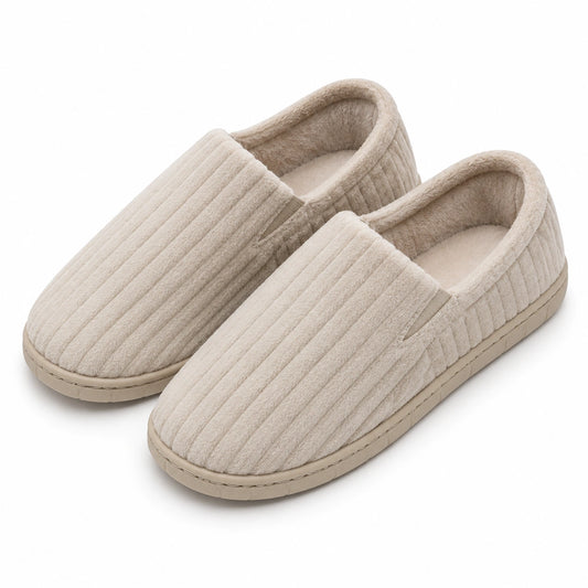 Zapatillas de casa 36/37 de textil beige con suela antideslizante